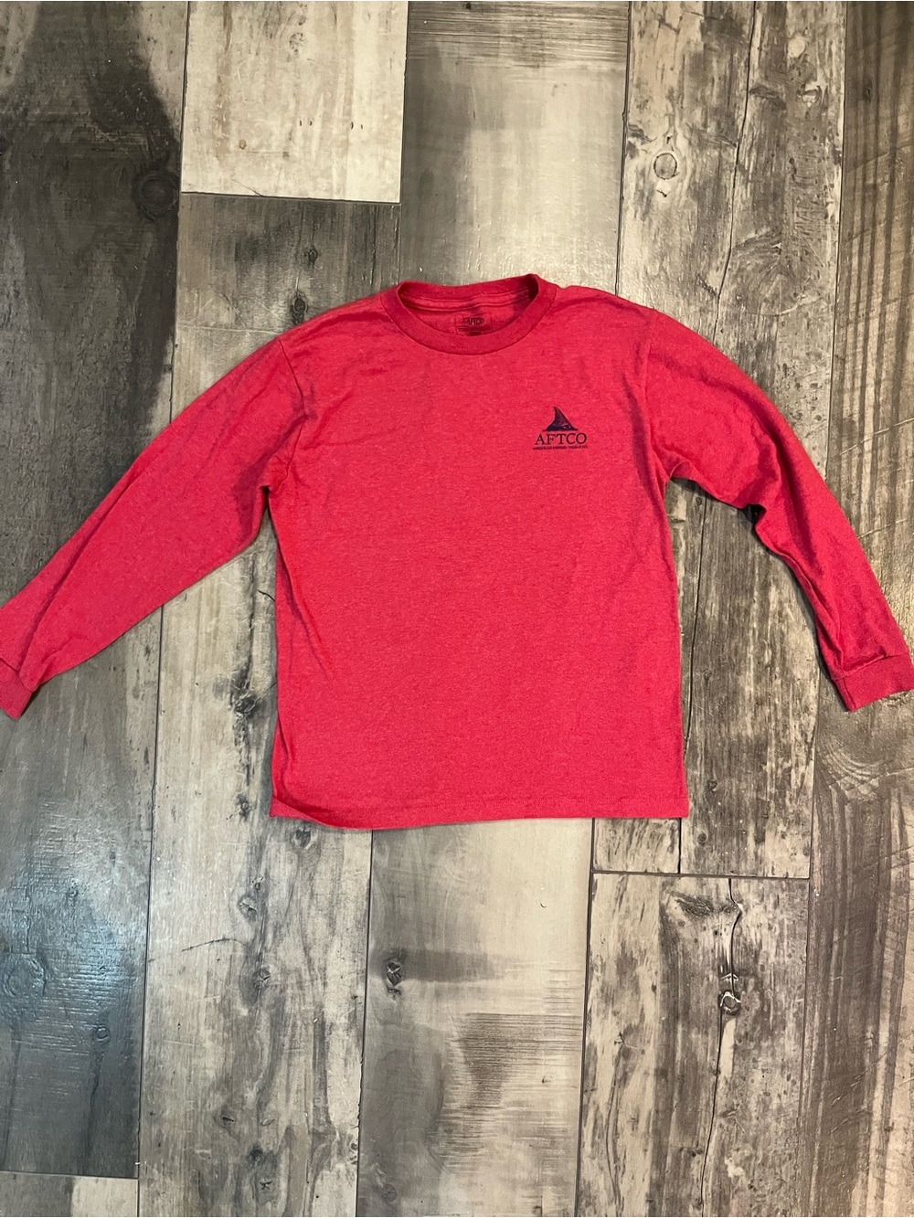 AFTCO Heather Red Long Sleeve Crew Tee